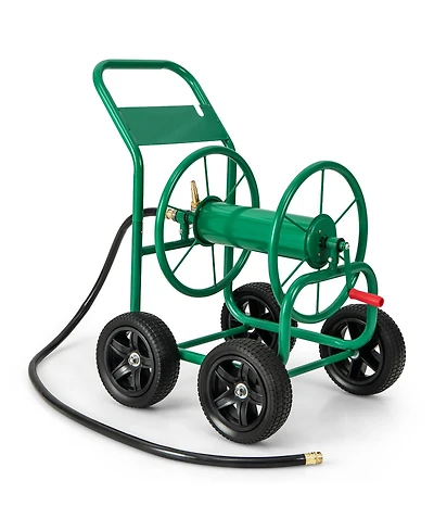 Inolait Garden Water Hose Reel Cart with 4 Wheels and Non-slip Grip