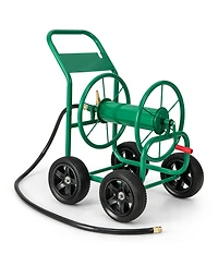 Inolait Garden Water Hose Reel Cart with 4 Wheels and Non-slip Grip