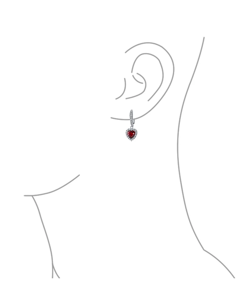 Bling Jewelry Romantic Red Pink Cz Heart Dangle Chandelier Earrings Rhodium Plated