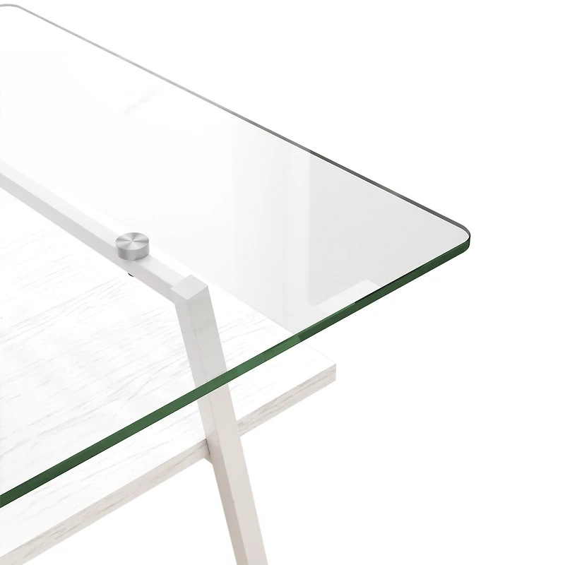Streamdale White Metal and Glass Coffee Table