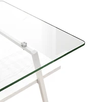 Streamdale White Metal and Glass Coffee Table