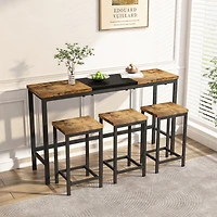 Simplie Fun Modern Dining Table Set with Hanging Stool Design
