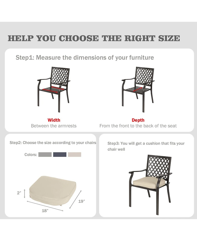 Aoodor Outdoor Chair Cushion W18''xD19'' Soft and Fade-resistant Polyester, Invisible Zipper for Easy Cleaning