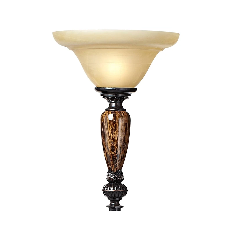 Sonnett Industrial Vintage like Torchiere Floor Lamp Standing 72" Tall Bronze Brown Faux Marble Alabaster Glass Shade Decor for Living Room Readi