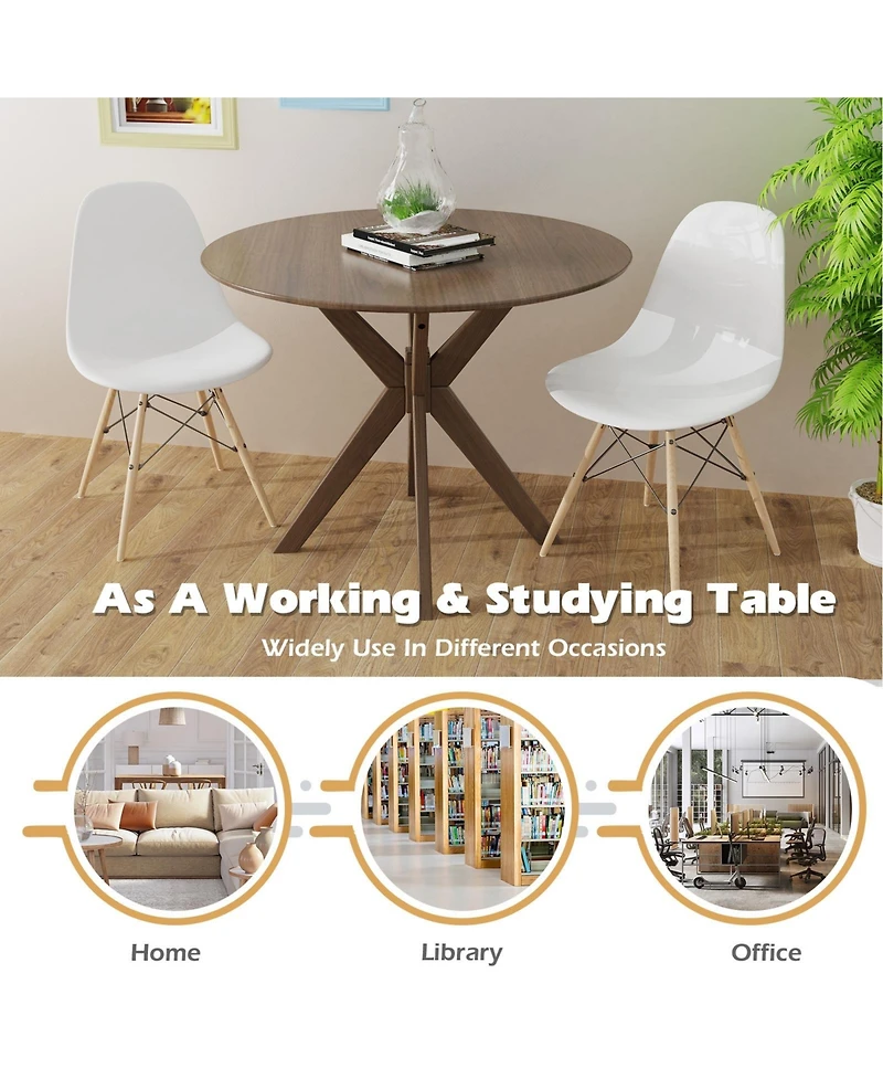 Sugift 36 Inch Round Wood Dining Table with Intersecting Pedestal Base