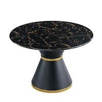 Black Marble Round Dining Table - Gold Base