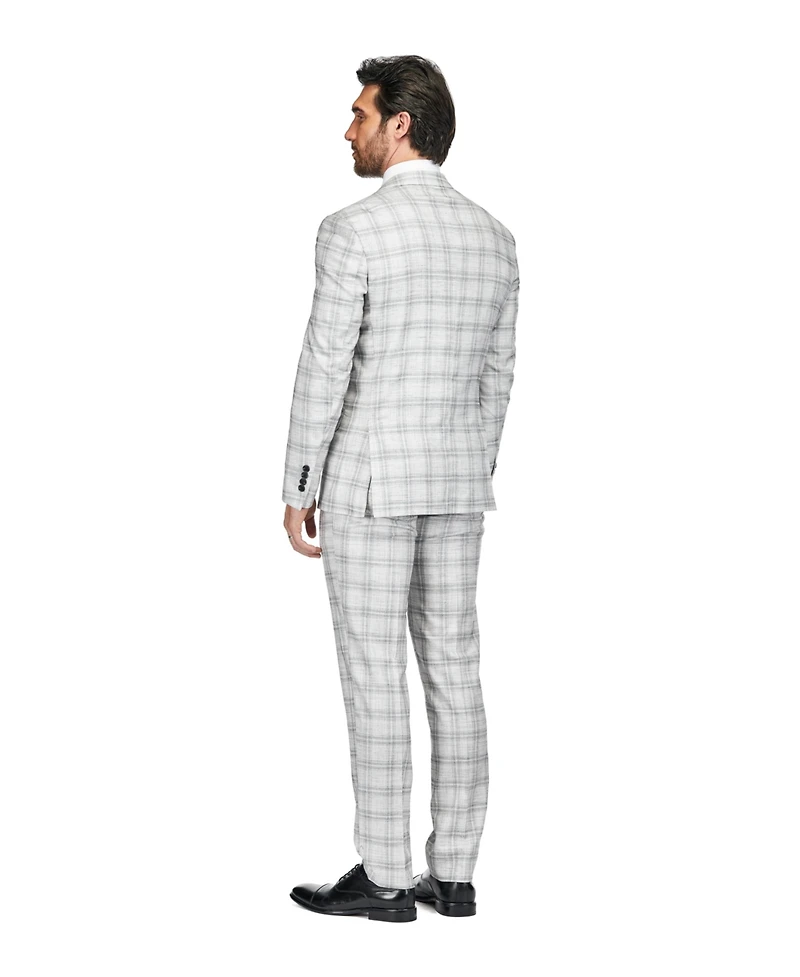 Gino Vitale Men's 2 Piece Slim Fit Grey Check Double Breasted Suit