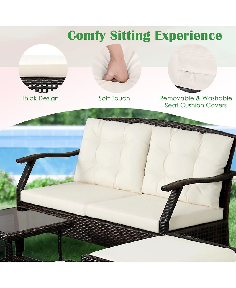 7 Pieces Outdoor Patio Furniture Set with Waterproof Cover