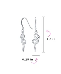 Bling Jewelry Cz Accent Garden Animal Pet Crawler Reptile Egyptian Serpent Dangling Snake Earrings Fish Hook Wire Sterling Silver
