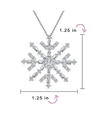 Bling Jewelry Holiday Party Cubic Zirconia Branch Solitaire Cz Accent Christmas Frozen Winter Large Sparkling Snowflake Necklace Pendant Sterling Silv