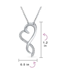 Bling Jewelry Ribbon Promise Love Twisted Ribbon Open Heart Shape Pave Cz Infinity Pendant Intertwining Heart Necklace For Women Sterling Silver