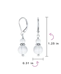 Bling Jewelry Natural Stones Boho Bali Milgrain Edged Beaded Rondel Separator Double Ball Round Drop Dangle Earrings Sterling Silver Lever back