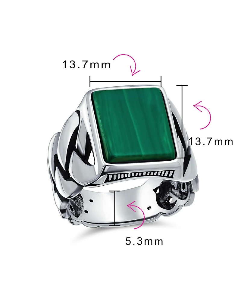 Bling Jewelry Braided Cable Wheat Wide Link Chain Band Large s Rectangle Statement Signet Ring Sterling Silver