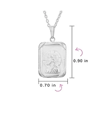Bling Jewelry Religious Metal Square Dog tog Style Medallion Face of Jesus Christ Head Necklace Pendant Sterling Silver