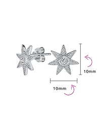 Bling Jewelry Heavenly Shining North Star Burst Stud Earrings - Celestial Pave Cz Jewelry in Sterling Silver