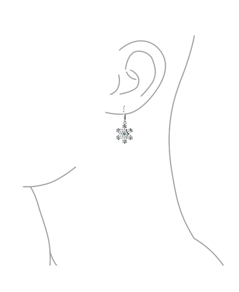 Bling Jewelry Blue Holiday Party Jewelry Set Cz Snowflake Earrings & Necklace Brooch Pin
