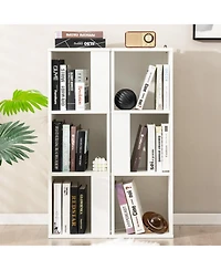 3-Tier 6 Cube White Freestanding Bookcase with Anti-toppling Device