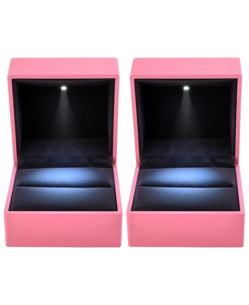 Led Ring Box Jewelry Wedding Engagement Proposal Lighted Pin Storage Case 2 Pack