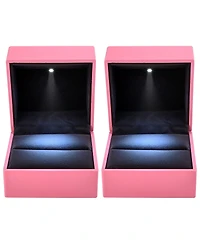 Led Ring Box Jewelry Wedding Engagement Proposal Lighted Pin Storage Case 2 Pack