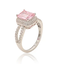Suzy Levian New York Sterling Silver Cubic Zirconia Pink Engagement Ring