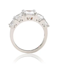 Suzy Levian Sterling Silver Cubic Zirconia 5-Stone Princess-cut Bridal Ring