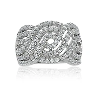 Suzy Levian Sterling Silver Cubic Zirconia Wave Ring