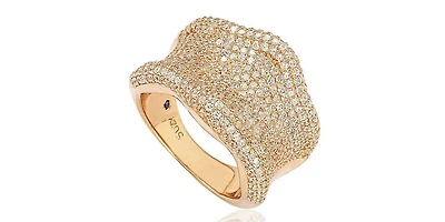 Suzy Levian Sterling Silver Cubic Zirconia Pave Curved Wide Ring