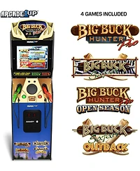 Arcade1Up Big Buck Hunter Pro Deluxe Arcade Machine, 5-Foot Stand-Up Cabinet, 4 Games, 17-Inch Screen, 2 Light Gun Rifle Included