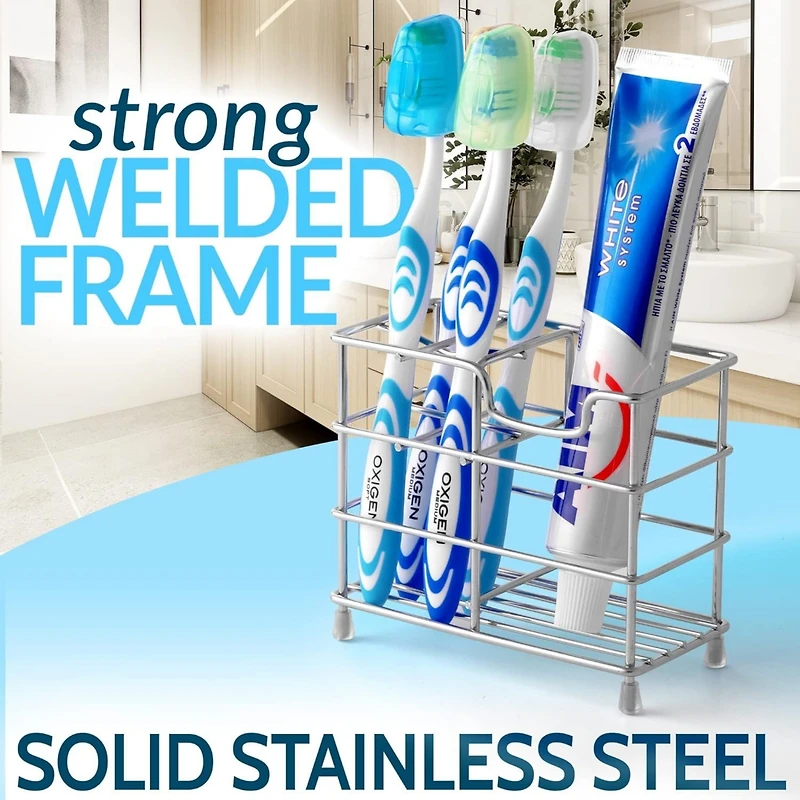 Stainless Steel Toothbrush Holders with 5 Colorful Toothbrush Cases Included