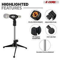 5 Core Desktop Mic Stand Tripod Universal Desk Microphone Holder Table Top Stands
