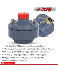 5 Core Compression Driver • 400W Peak Aluminium Tweeter Diaphragm • 16 Ohm Throat Twist Horn Speaker - Du 40W