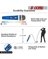 5 Core Microphone Xlr Dynamic Mic Karaoke Singing Handheld Microfono Wired Professional Unidirectional 1/4 Plug In Cord Connection for Vocal Dj Music