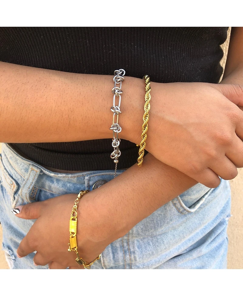 Knotted Chain Link Stainless Steel Adjustable Bracelet