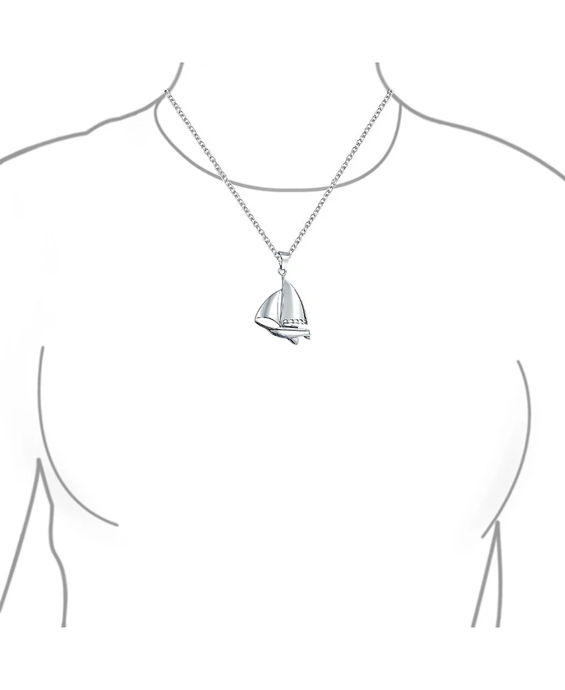 Bling Jewelry Bling Sterling Silver Nautical Sail Boat Sea Lover Ocean Vacation Ship Sailboat Pendant Necklace