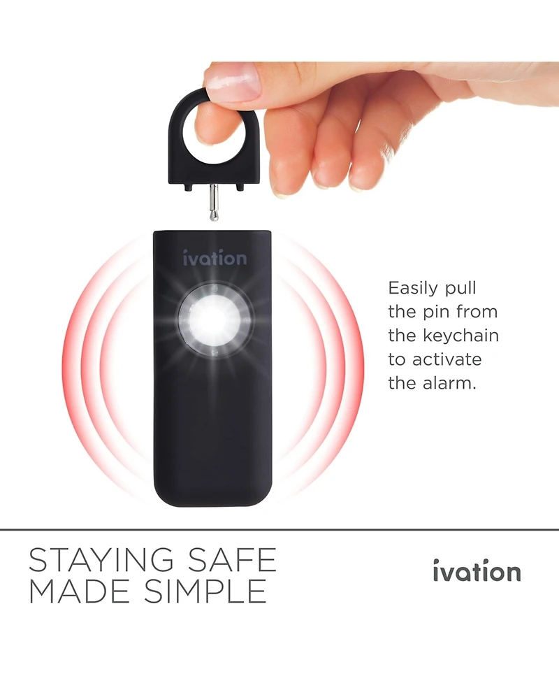 Ivation Personal Sos Keychain Alarm, Rechargeable Personal Alarm