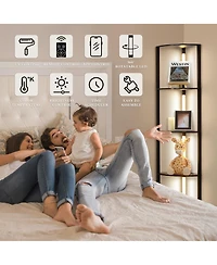 Fenlo Fancy Edge Pro - 64” Dimmable Led Corner Floor Lamp with Adjustable Color Temp Range (2700K-6000k), Remote/App Control