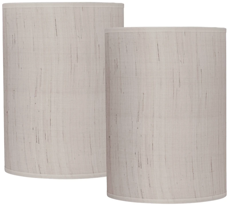 Springcrest Set of 2 Cylinder Lamp Shades Ivory White Small 8" Top x 8" Bottom x 11" High Spider Replacement Harp and Finial Fitting
