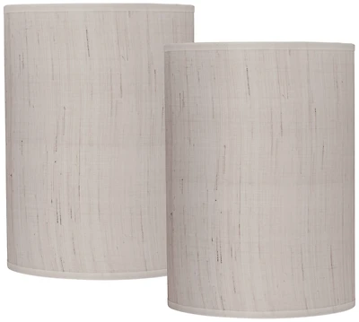 Springcrest Set of 2 Cylinder Lamp Shades Ivory White Small 8" Top x 8" Bottom x 11" High Spider Replacement Harp and Finial Fitting