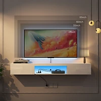Streamdale Furniture Wall Mounted Floating 65" Tv Stand With 16 Color Leds