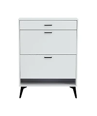 Streamdale Shoe Cabinet, Shoe Storage Shelves, Metal Leg, White