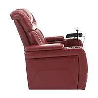 Streamdale Red Pu Leather Power Recliner with Swivel Tray & Storage