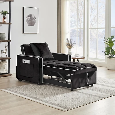 Streamdale Adjustable Sofa Bed Chair Black Futon Recliner