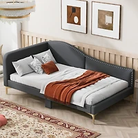 Streamdale Twin Upholstered Daybed With Headboard And Armrest, Support Legs