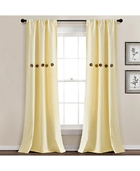 Lush Decor Farmhouse Button Stripe Yarn Dyed Woven Cotton Window Curtain Panels