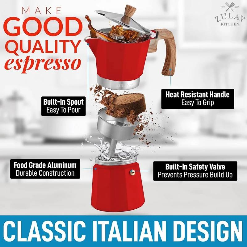 5.5 Cups Classic Stovetop Italian Style Espresso Maker Moka Pot