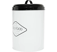 Amici Pet Buster Dog Food Metal Treat Storage Canister, 8.5 qt, White w/ Black Lid