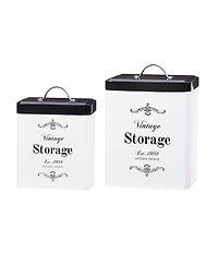 Amici Home Antique Shoppe Vintage Storage Metal Canisters, Food Safe, Push Top Lid, Large, 208 Ounces