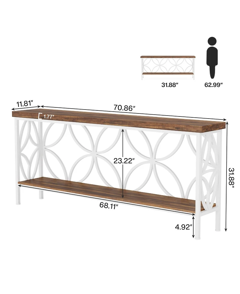 Tribesigns 70.9-Inch Narrow Sofa Table, Industrial Long Table Behind Couch for Entryway, Living Room, Foyer, Unique Design