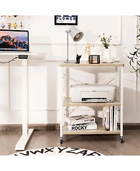 3-Tier Kitchen Baker's Rack with Microwave Shelf, Storage Hooks, and Utility Cart