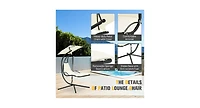 Slickblue Patio Hanging Hammock Chaise Lounge Chair with Canopy Cushion for Outdoors